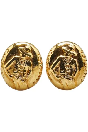 CHANEL Preloved Vintage Cowboy Earrings Women - Gold - - One Size