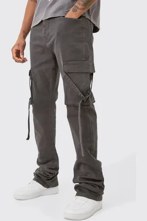 Boohoo Tall Fixed Waist Slim Stacked Flare Strap Cargo Trouser - - 40