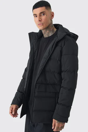 Boohoo Tall Mid Length Hooded Puffer Jacket In - S