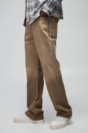 Boohoo Slim Flare Silver Studded Jeans - - 36R