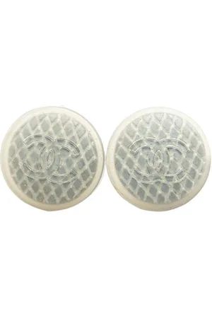 CHANEL Preloved CC Logo Earrings Clear Resin Women - - One Size
