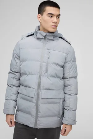 Boohoo Mid Length Hooded Puffer In - S