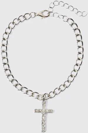 Boohoo Iced Cross Charm Bracelet - - One Size
