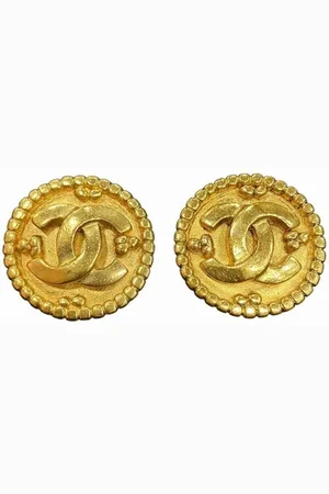 CHANEL Preloved CC Logo Earrings GoldTone Women - - One Size