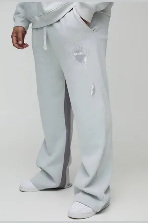 Boohoo Plus Relaxed Man Paint Splatter Flare Joggers - - XXL