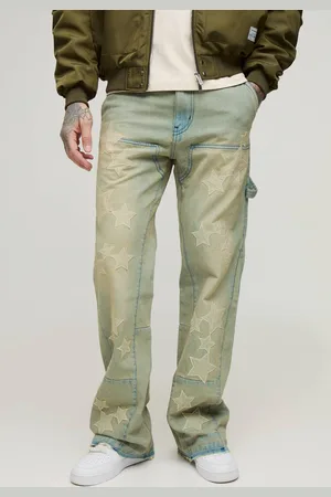 Boohoo Tall Star Applique Gusset Detail Carpenter Jeans - - 34