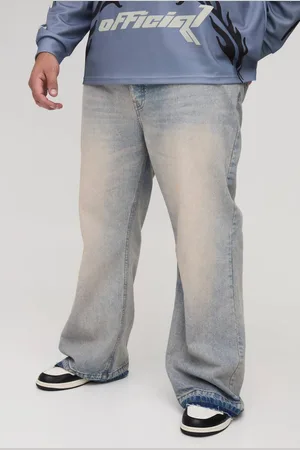 Boohoo Plus Stonewash Rigid Flared Jeans - - 44