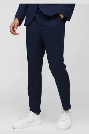 Boohoo Elastic Waist Textured Tapered Trouser - - XL