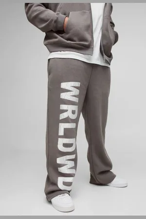 Boohoo Plus Relaxed Satin Applique WRLDWD Joggers - - 4XL