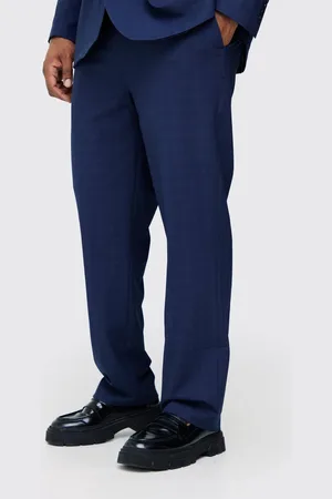 Boohoo Plus Dark Check Regular Fit Suit Trouser - 40