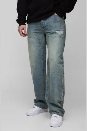 Boohoo Tall Relaxed Fit Embroidered Carpenter Jeans - - 34