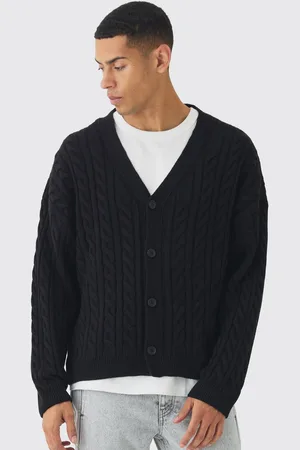 Boohoo Oversized Boxy Cable Knit Cardigan - - S