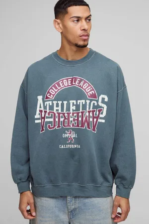 Boohoo Oversized Washed Varsity Graphic Sweatshirt - - L