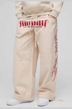 Boohoo Elasticated Waist Parachute Acid Wash Ripstop Printed Trousers - - M