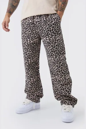 Boohoo Elasticated Waist Relaxed Heavyweight Tapestry Leopard Trouser - - 30