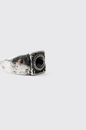 Boohoo Gem Stone Ring in Silver - - S/M