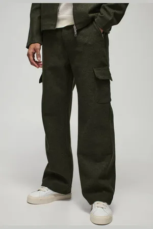Boohoo Relaxed Fit Wool Look Fixed Waistband Trousers - - 32