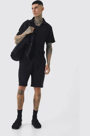 Boohoo Tall Towelling Overshirt Shirt Short & Tote Set - S