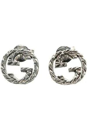 Gucci Preloved GG Logo Stud Earrings Sterling Silver Women - - One Size