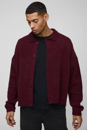 Boohoo Boxy Fit Brushed Knit Shirt - - L