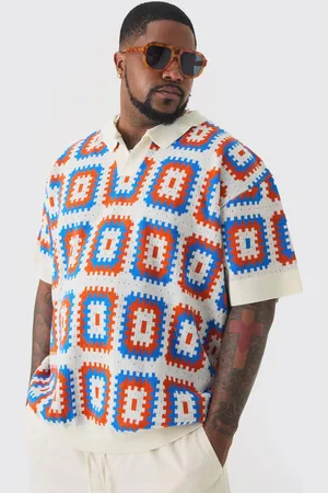 Boohoo Plus Oversized Revere Crochet Polo - - XXL