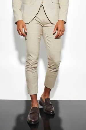 Boohoo Skinny Crop Micro Check Suit Trousers - - 30R