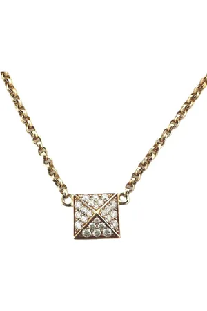 Hermès Preloved Pyramid Diamond Pendant Necklace Women - Gold - - One Size