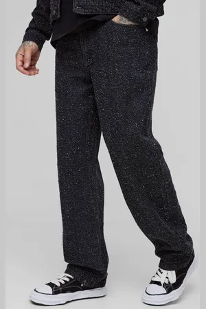 Boohoo Tall Textured Denim Relaxed Fit Jeans - - 40