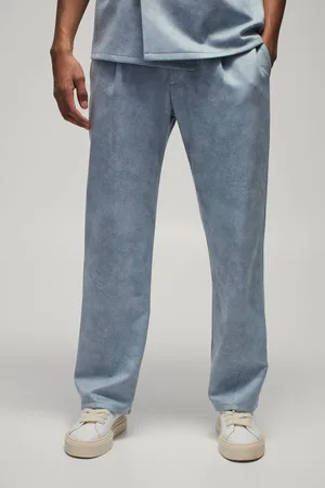 Boohoo Relaxed Fit Belt Detail Pleat Front Faux Suede Trouser - - 34