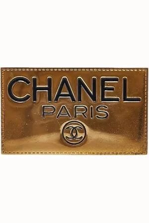 CHANEL Preloved Paris Gold Logo Pin Women Brooches - - One Size