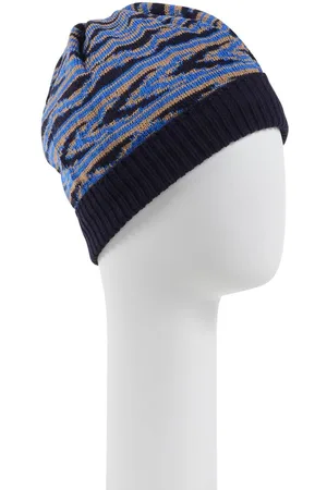 Missoni Zigzag Knit Beanie BlueBrown Women - Multicolor Hats - One Size