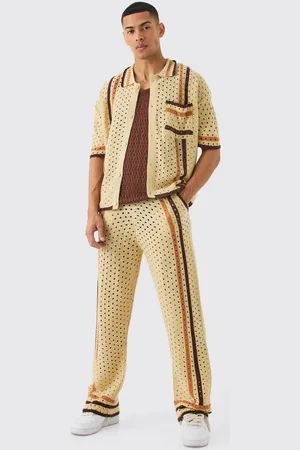 Boohoo Boxy Open Stitch Polo Trouser Knitted Set - - S