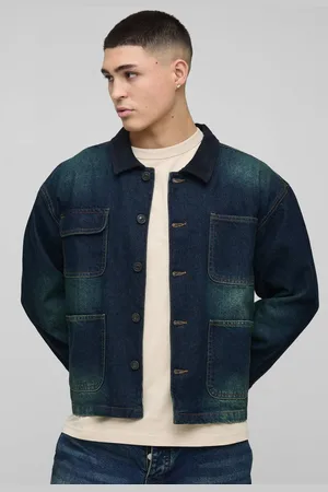 Boohoo Regular Vintage Washed Cord Collar Denim Jacket - - S