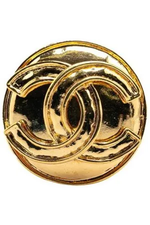 CHANEL Preloved CC Logo Gold Button Women Brooches - - One Size