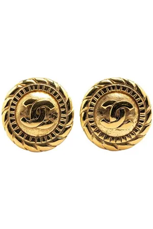 CHANEL Preloved CC Logo Gold Earrings Women - - One Size