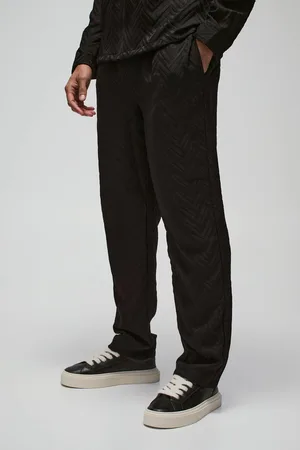 Boohoo Tonal Geo Smart Straight Trouser - - S
