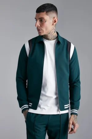Boohoo Tailored Collared Varsity Regular Fit Bomber Jacket - - S
