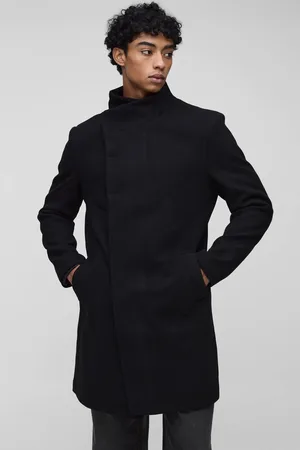 Boohoo Funnel Neck Wool Look Overcoat in - S