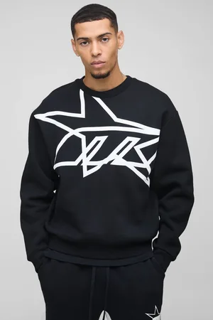 Boohoo Oversized Boxy Star Printed Sweatshirt - - L