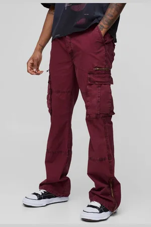Boohoo Tall Slim Flare Zip Gusset Overdye Acid Wash Cargo Trousers - - 34
