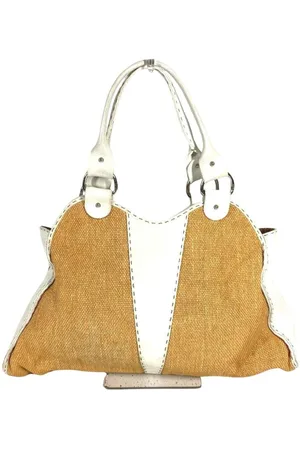 Fendi Preloved Woven Shoulder Bag Yellow and White Women - - One Size