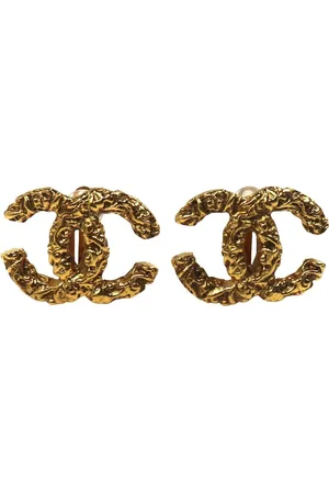 CHANEL Preloved CC Logo Earrings Gold Women - - One Size