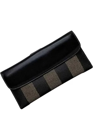 Fendi Preloved Striped Leather Wallet Unisex - Khaki - - One Size