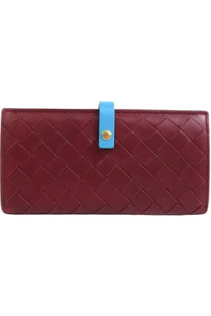 Bottega Veneta Preloved Intrecciato Leather Wallet Red Unisex - - One Size