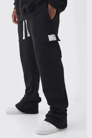 Boohoo Plus Skinny Fit Extreme Stacked Woven Tab Cargo Joggers - - XXL