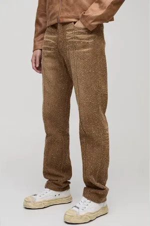 Boohoo Straight Leg Textured Dirty Wash Jeans With Pintuck - - 36R