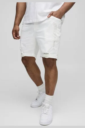 Boohoo Plus Skinny Stretch Ripped Denim Shorts - - 42