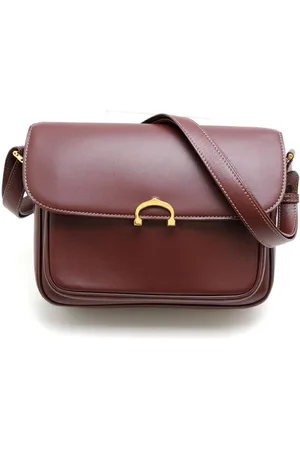 Cartier Preloved Leather Shoulder Bag Marron Style Women - Burgundy - - One Size