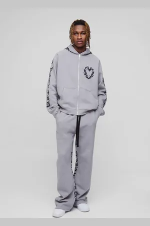 Boohoo Tall Oversized Boxy Gothic Heart Print Gusset Hooded Tracksuit - - XL