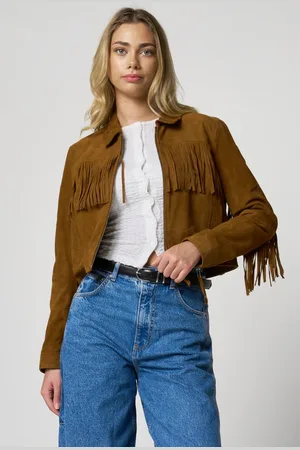 Barneys Originals Womens Tan Suede Tassel Jacket - - 18